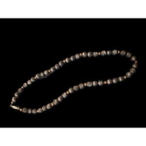 Gray Lucite Beads with Gold Spacers